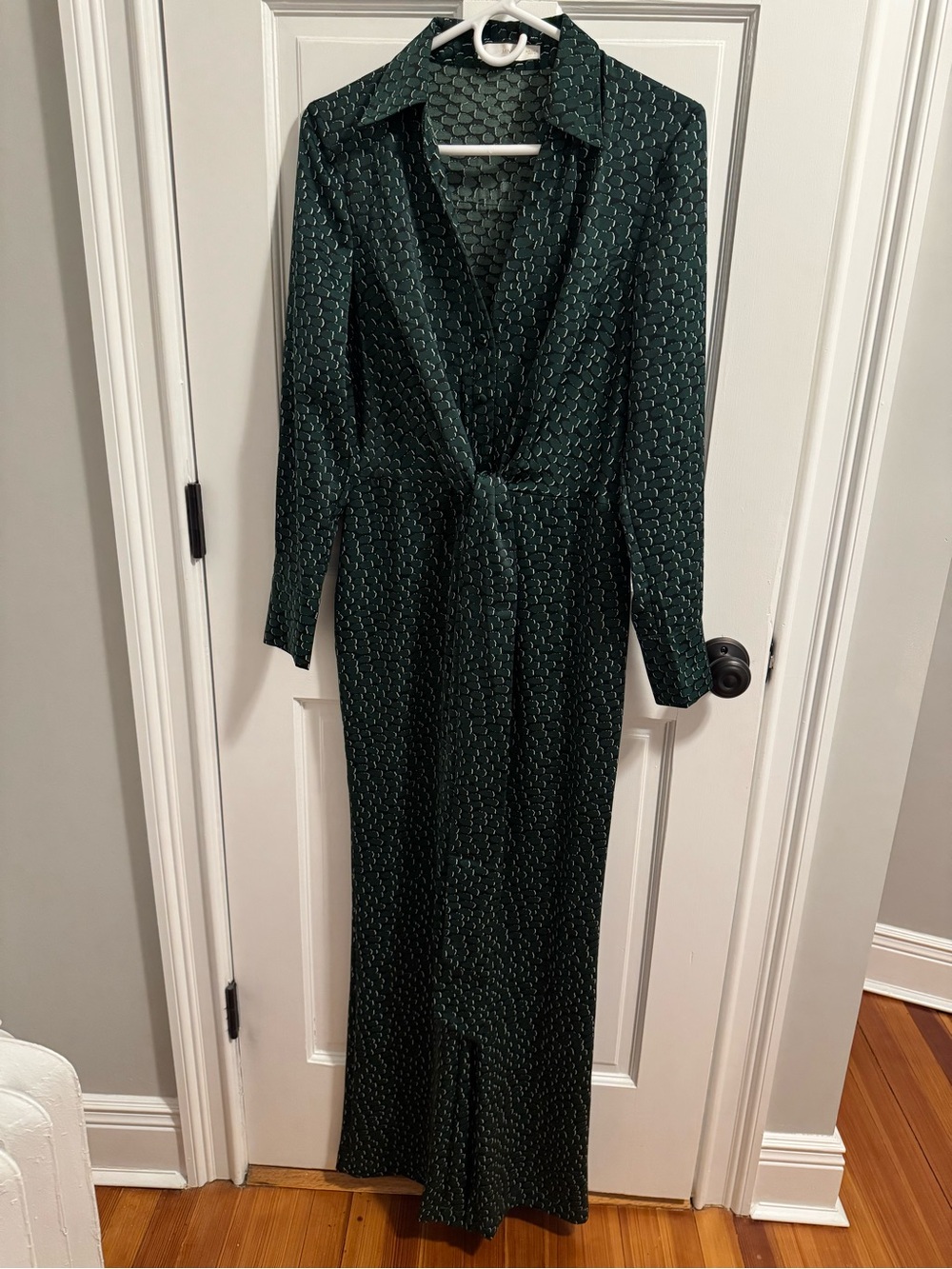 Mango Dark Green Printed Wrap Jumpsuit